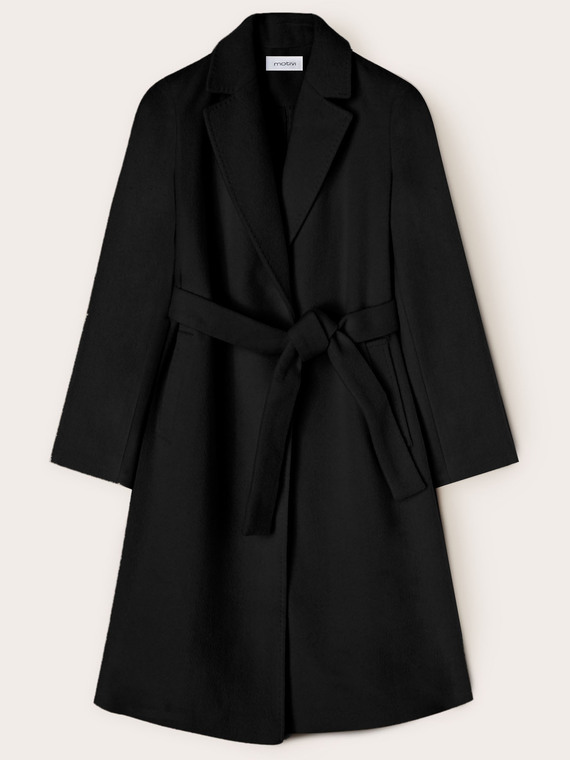 Midi wool blend coat with belt