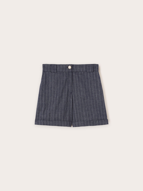 Denim-effect pinstripe Bermuda shorts