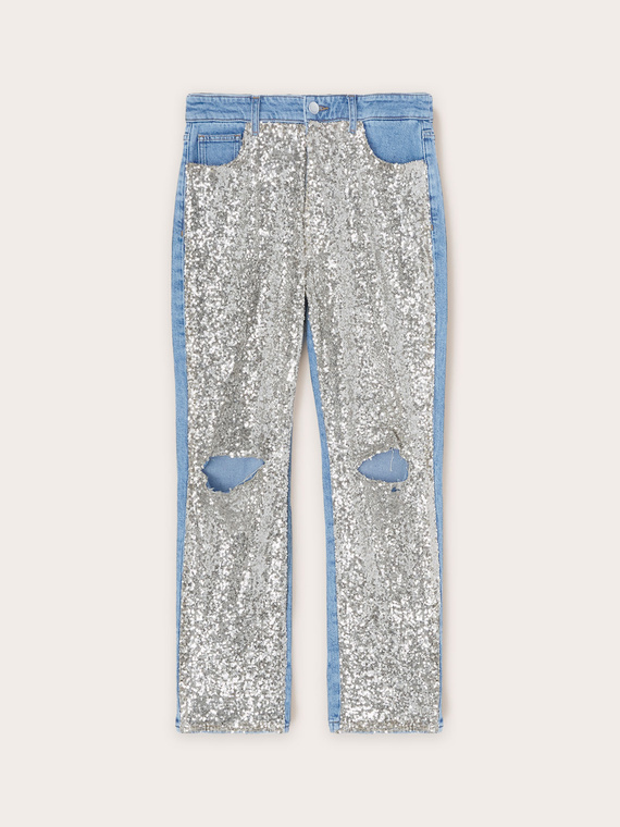 Jeans regular full paillettes