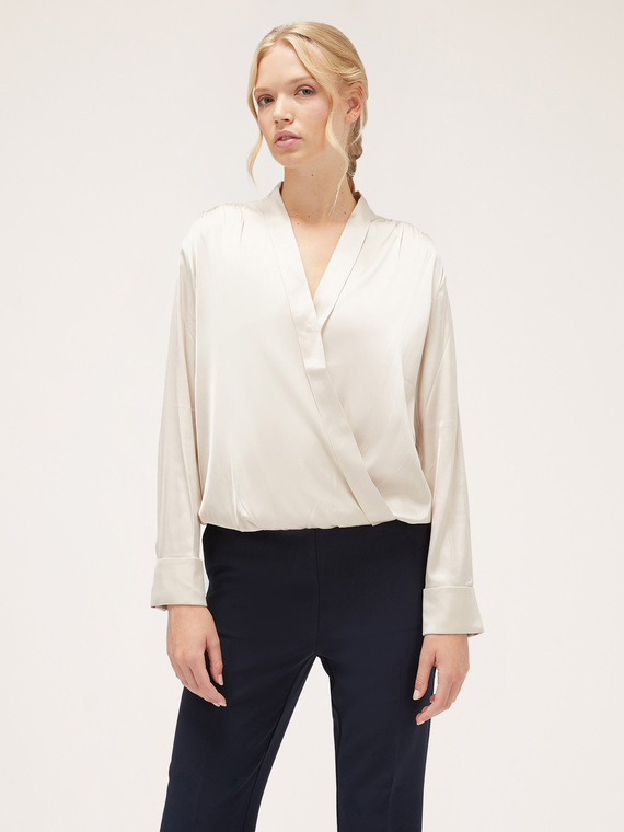 Crossover satin blouse