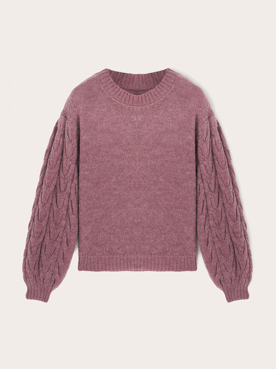 Sweater with oversize cable sleeves