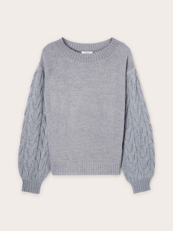 Sweater with oversize cable sleeves