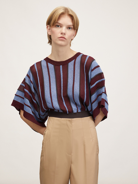 Striped lurex knit sweater