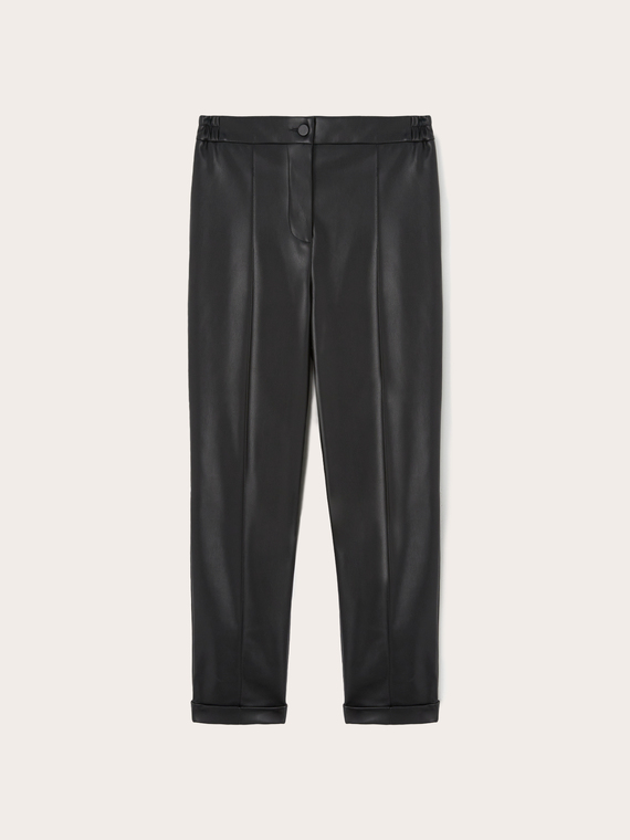 Coated fabric trousers with turn-up