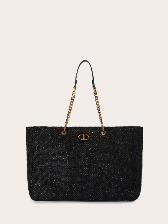 Shopping bag in tweed lurex