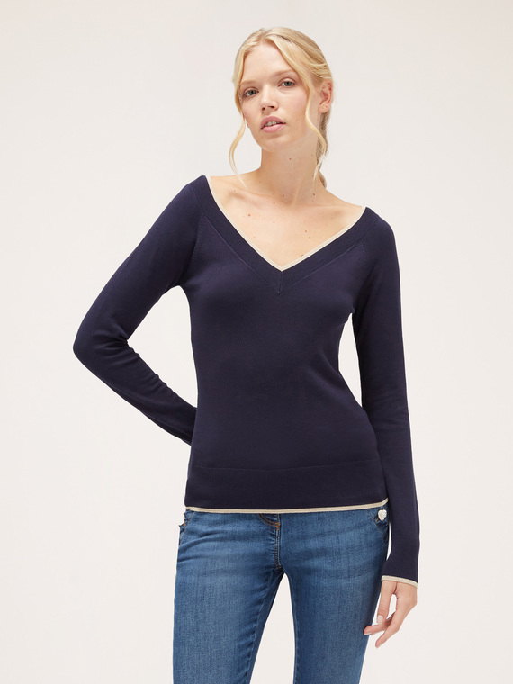 Pullover mit Lurex-Bordüren