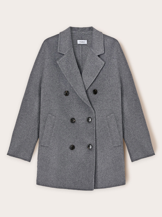 Double-breasted double cloth coat