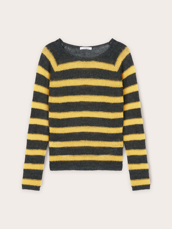 Wool blend jacquard striped sweater