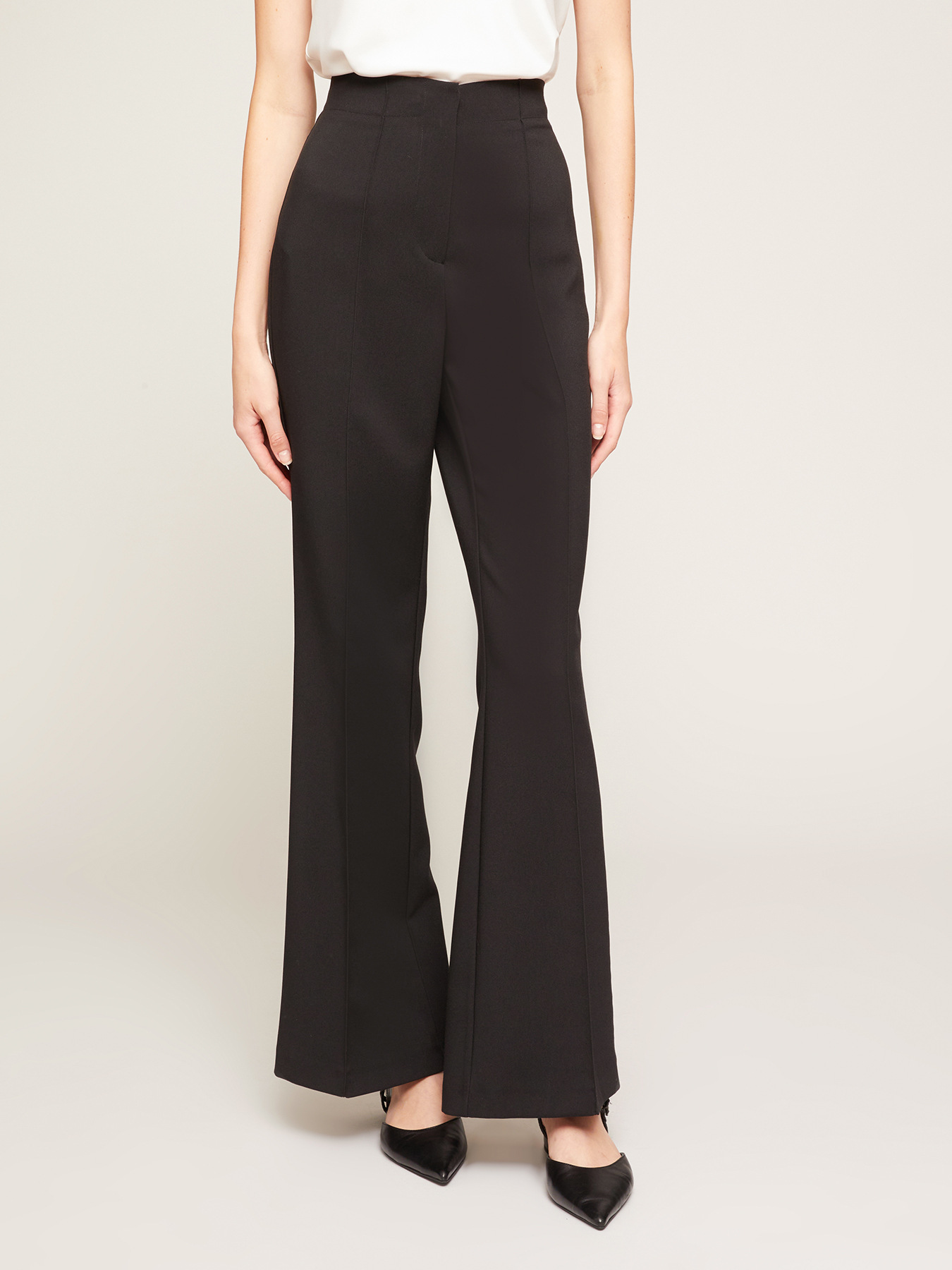 Solid-colour formal palazzo trousers image number 0