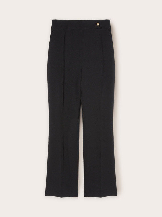 Crepe fabric flared trousers