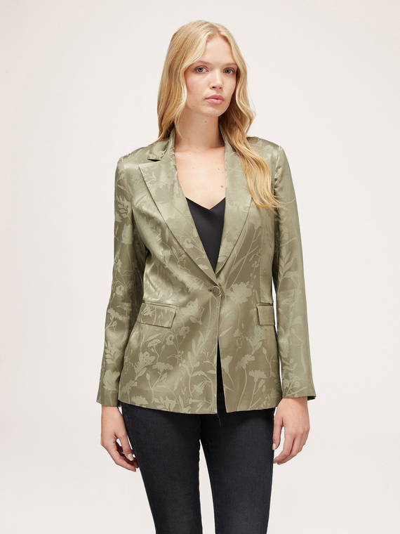 Veste à simple boutonnage en satin jacquard