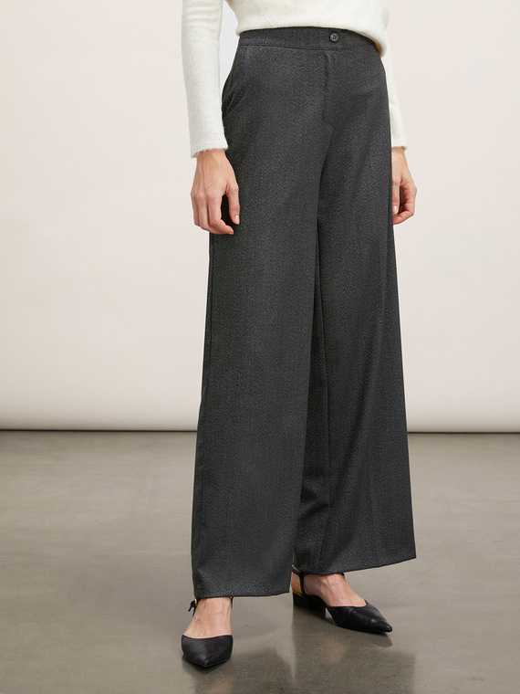 Herringbone fabric palazzo trousers