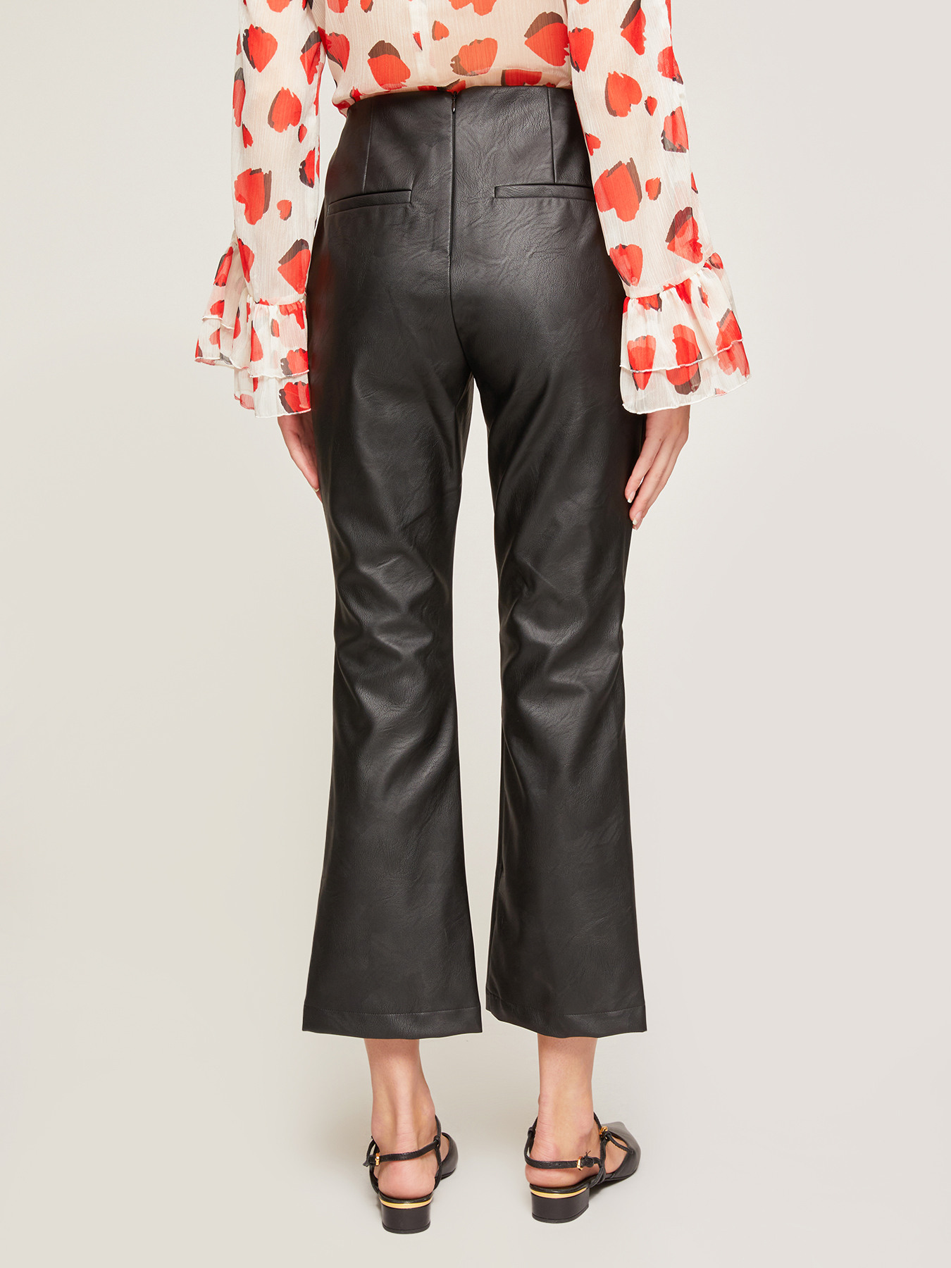 Faux Leather Kick Flare Pant