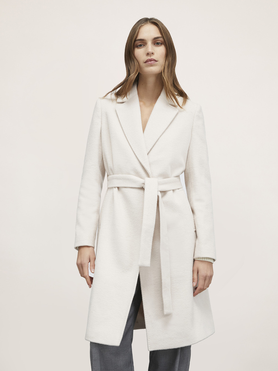 Midi wool blend coat with belt