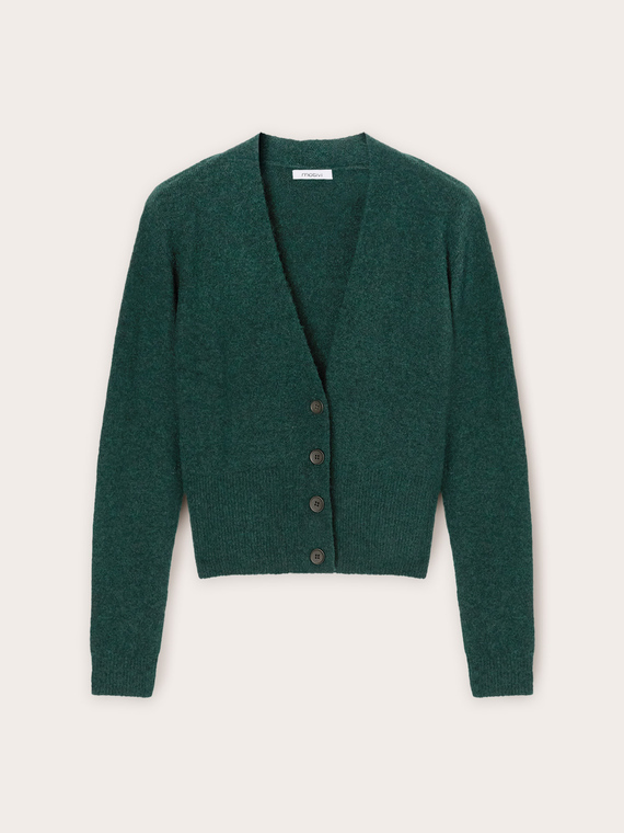 Cardigan scollo a v misto lana