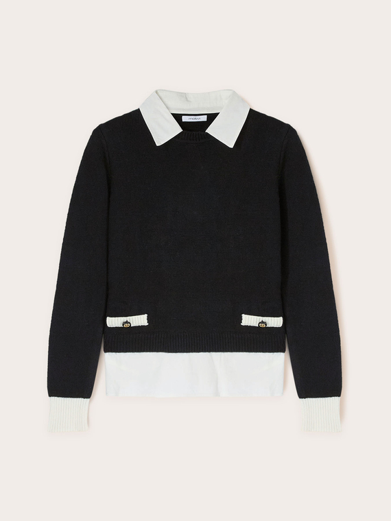 Sweater with shirt collar