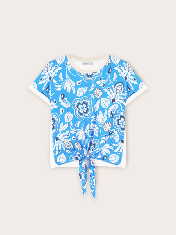 T-shirt with scarf pattern knot