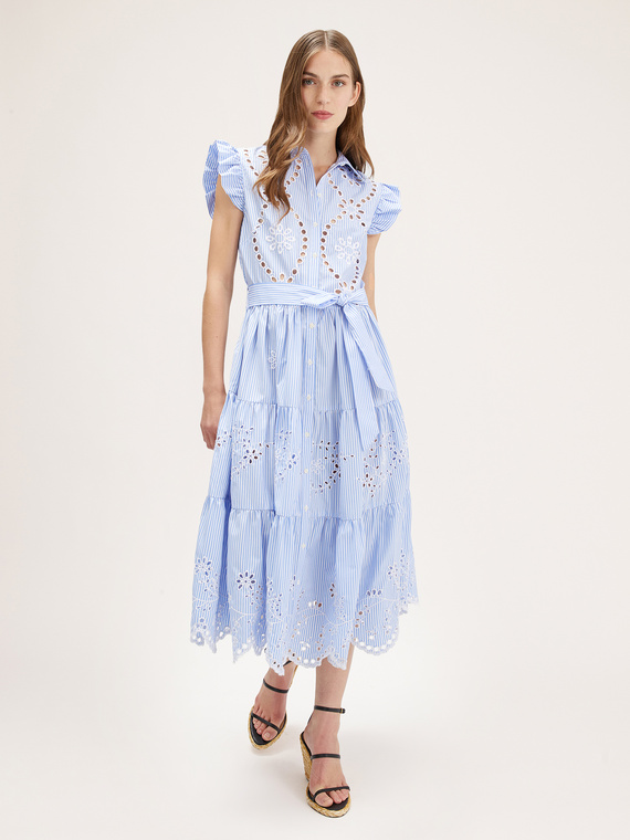 Striped broderie anglaise shirt dress