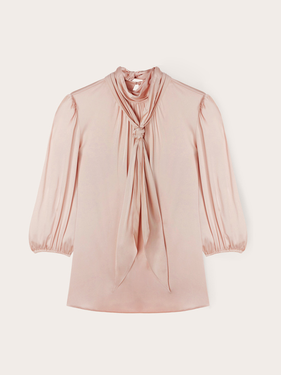 Blouse en satin à col lavallière