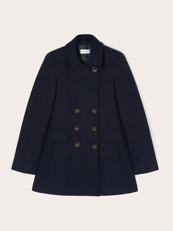 Manteau à double boutonnage en laine mélangée