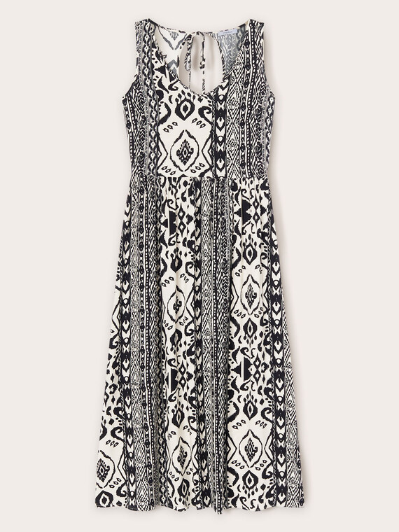 Rochie lungă din vel cu model etnic