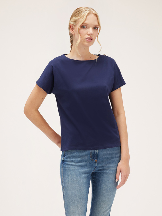 Kimono T-shirt with button detail