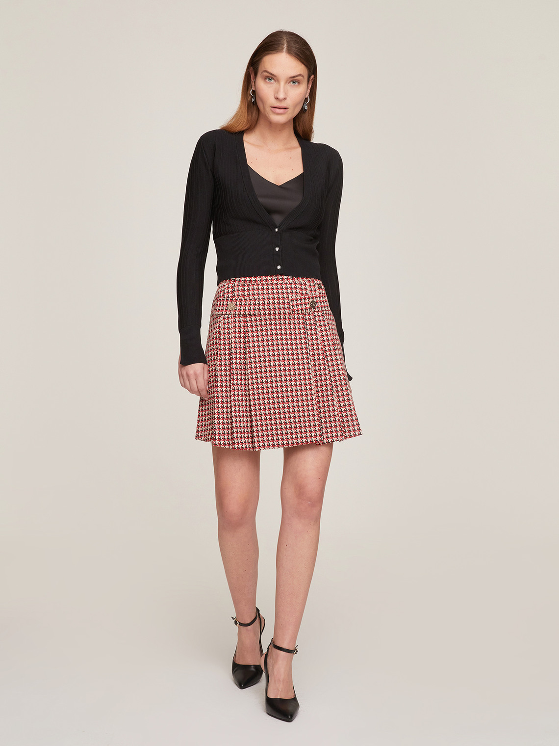 jacquard pleated skirt