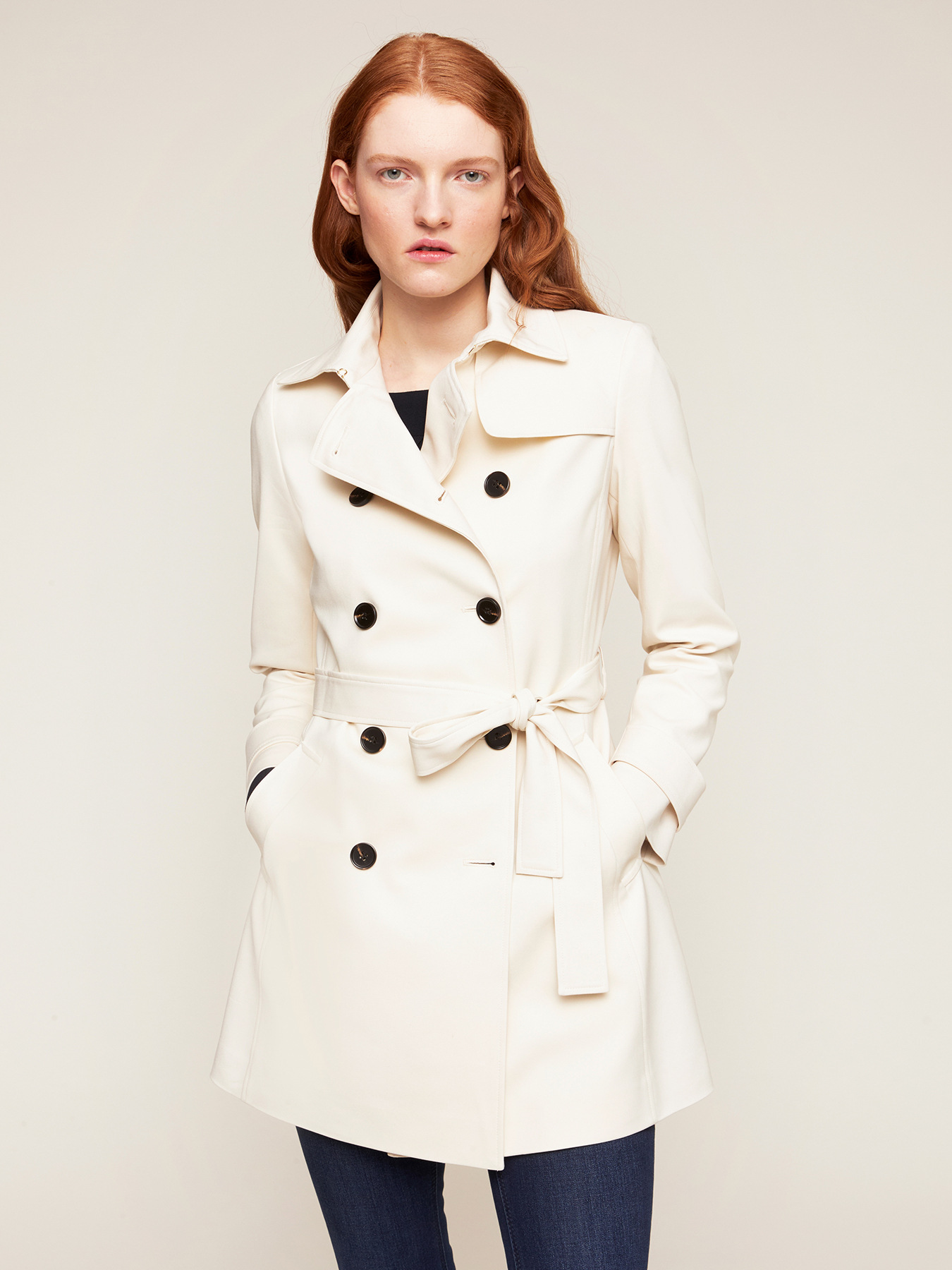 Short double-breasted trench coat