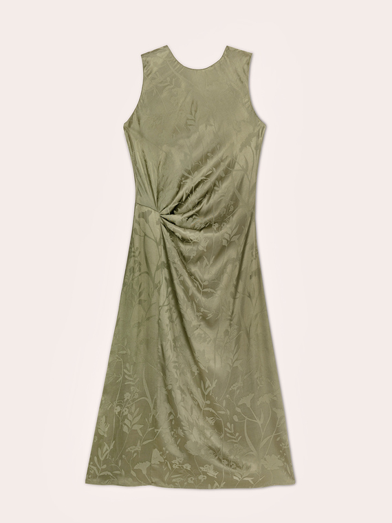 Dress with draping in jacquard satin