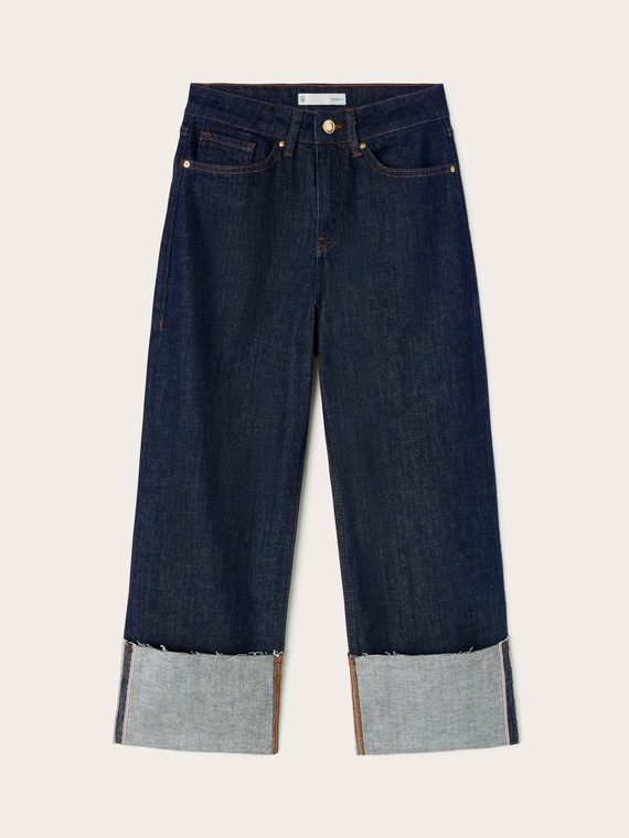 Cropped-Jeans mit Umschlag