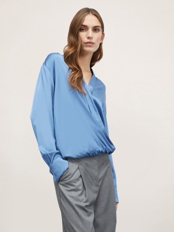 Crossover satin blouse