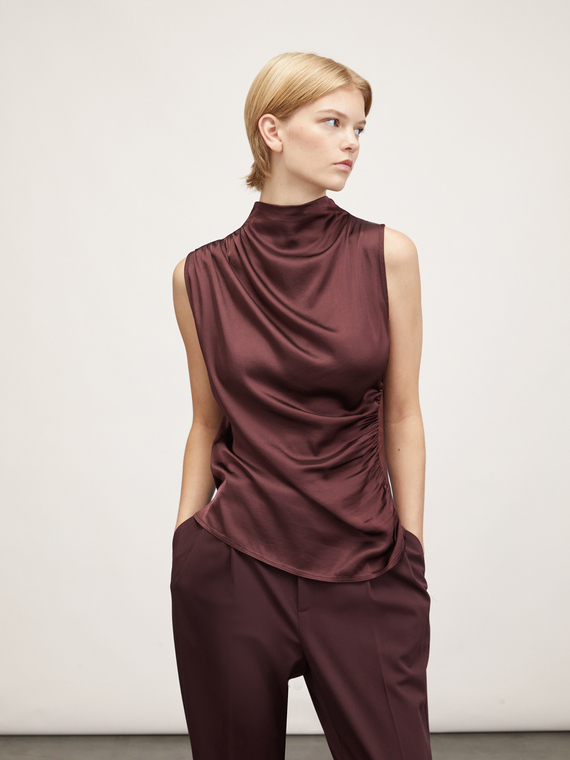 Draped satin top