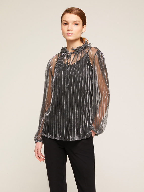 Blusa plissé lurex con top interno