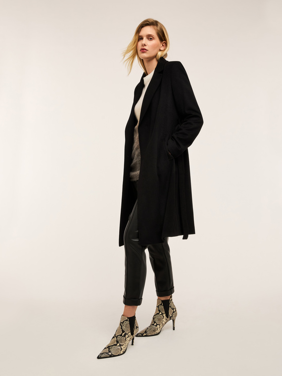 Cappotto midi con cintura misto lana