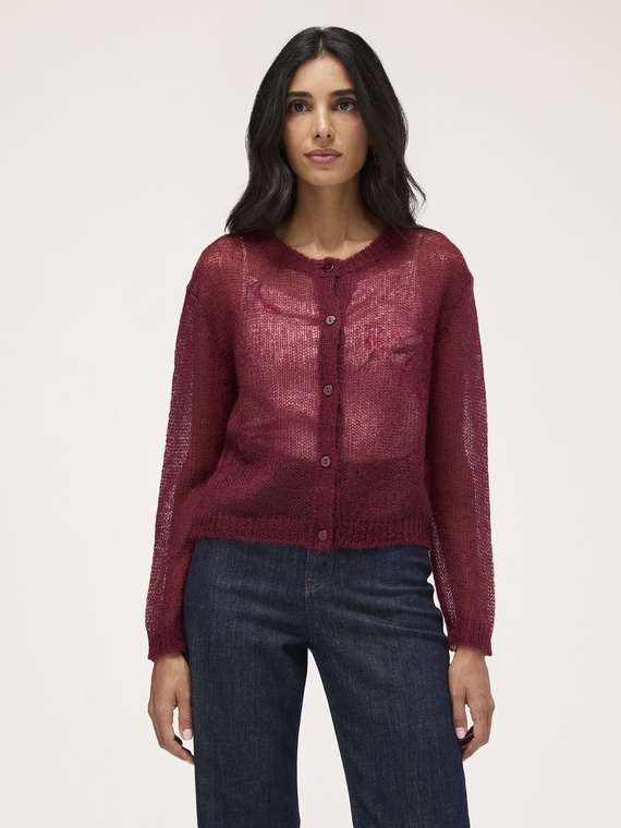 Mohair-blend crew-neck cardigan