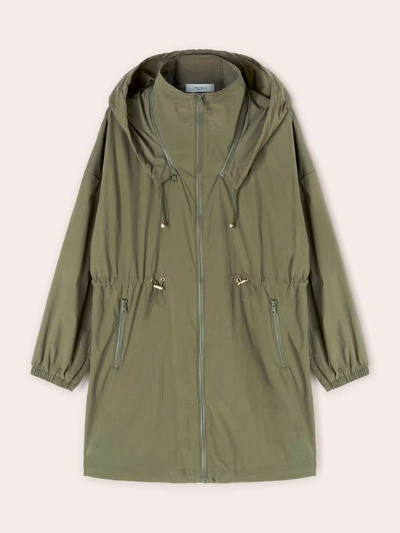 Nylon parka with detachable hood