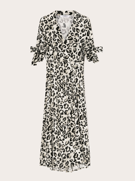 Weich fallendes Kleid mit Animalier-Muster