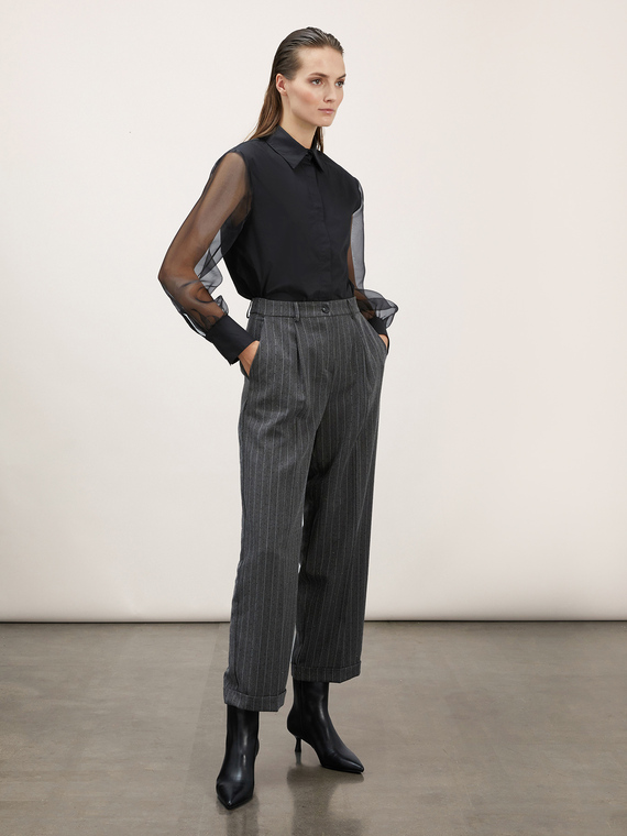 Pinstriped trousers with crystals