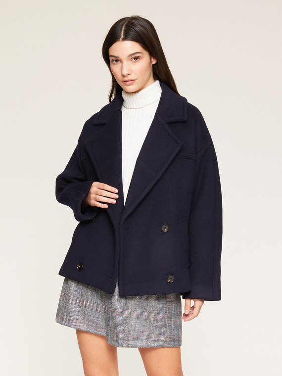 Caban oversize misto lana - Blu navy - DONNA