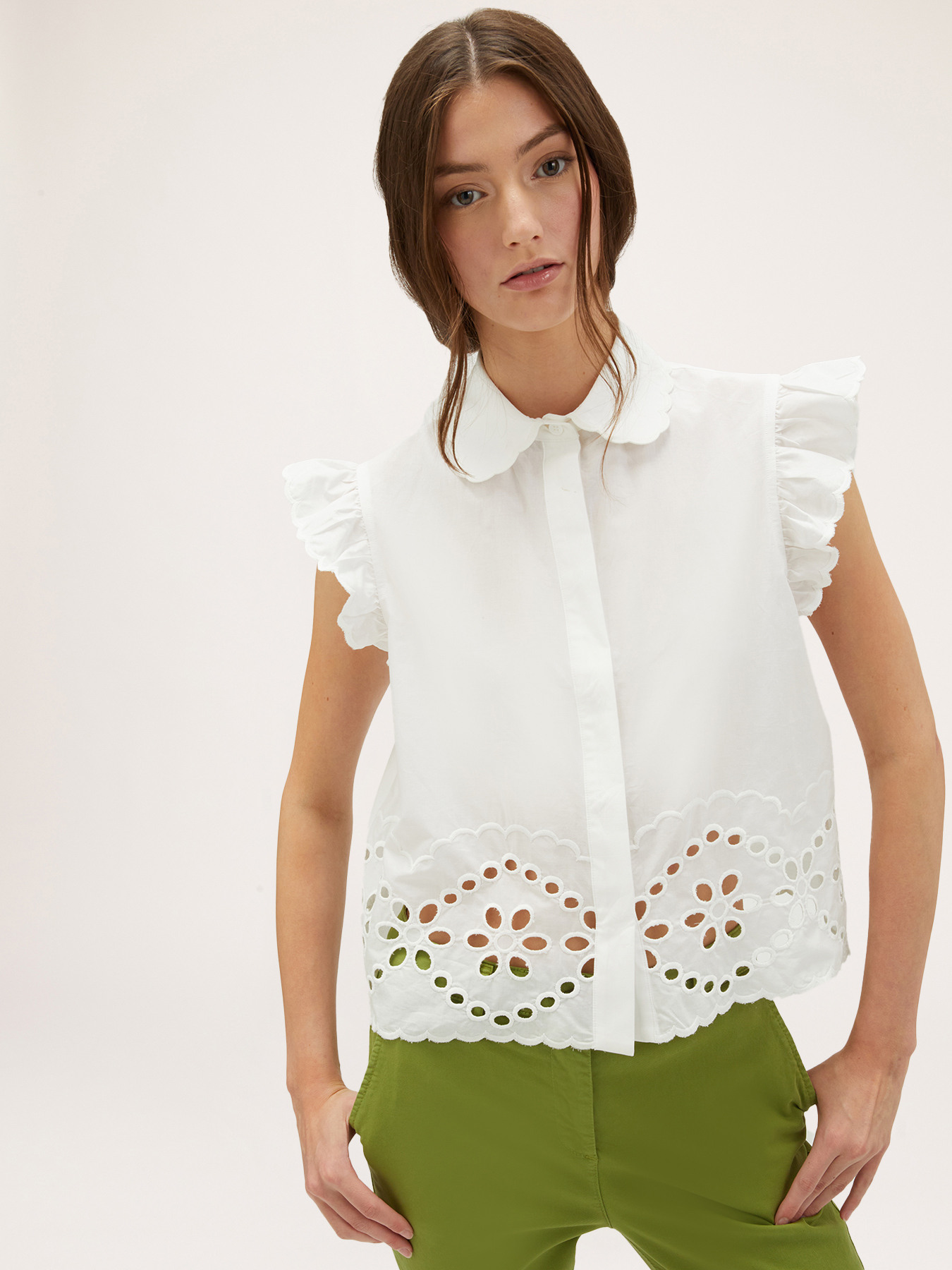 Shirt with broderie anglaise embroidery image number 0