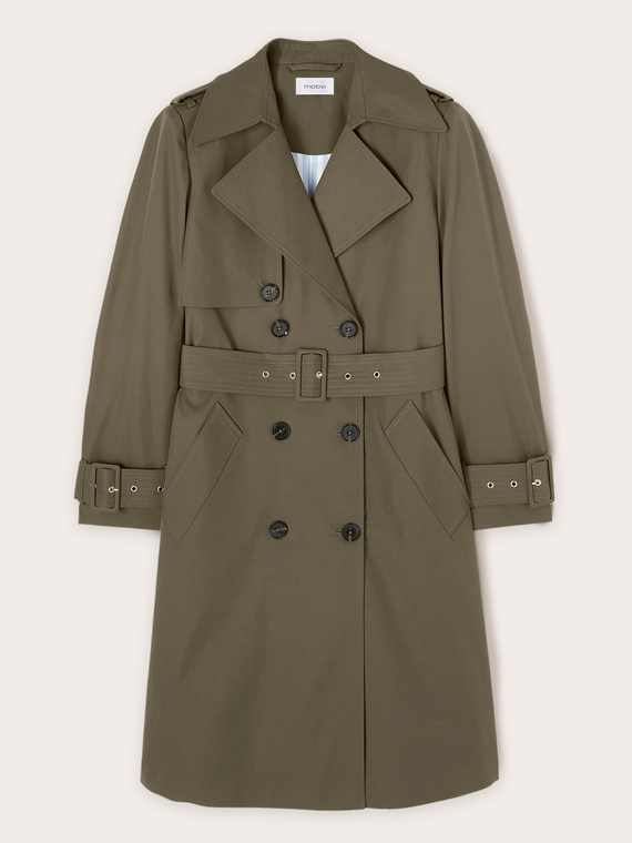 Double-breasted technical fabric trench-coat