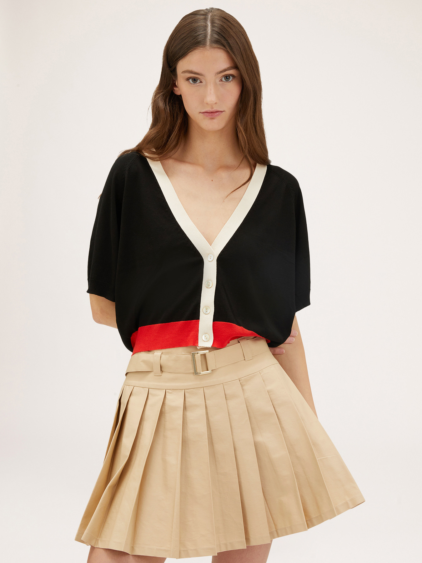 Short cardigan with contrasting trims image number 0