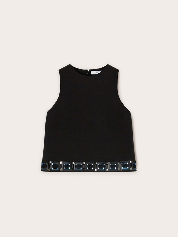 Sleeveless top with gemstone embroidery