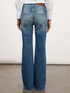 Jeans wide leg con ricamo di pietre image number 1