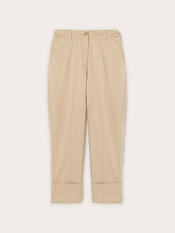 Regular high turn-up trousers