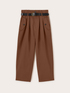 Pantaloni con pieghe e cintura image number 4