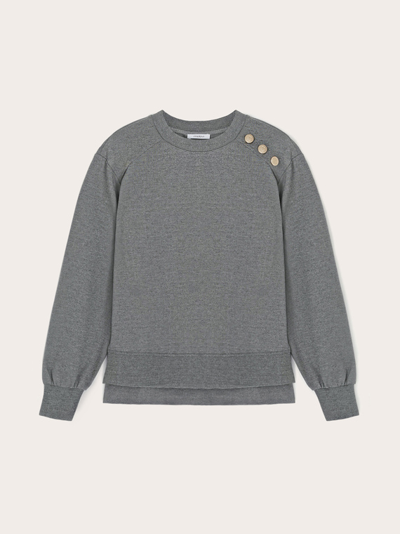 Milano knit fabric sweatshirt with button feature