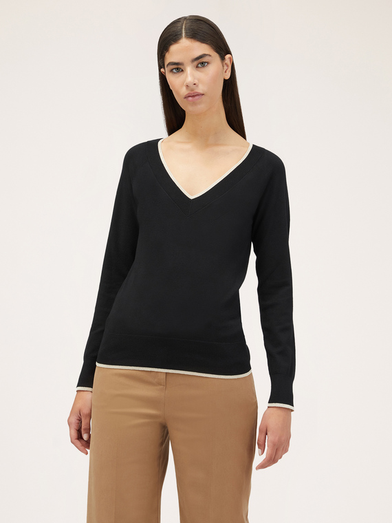 Pullover mit Lurex-Bordüren