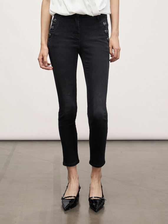 Jeans skinny con motivo bottoni