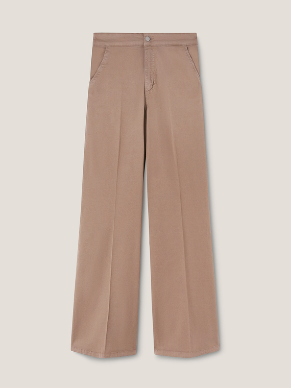 Pantaloni wide leg in cotone